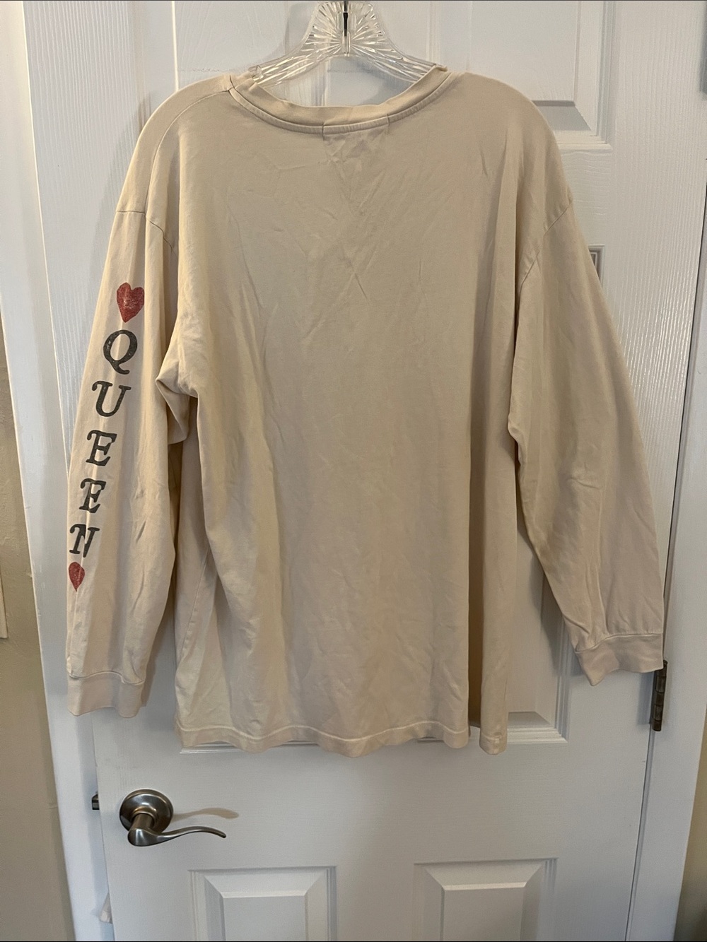 Daydreamer Free People Queen of Hearts long sleeve T-shirt cotton arm spellout L - Picture 9 of 14